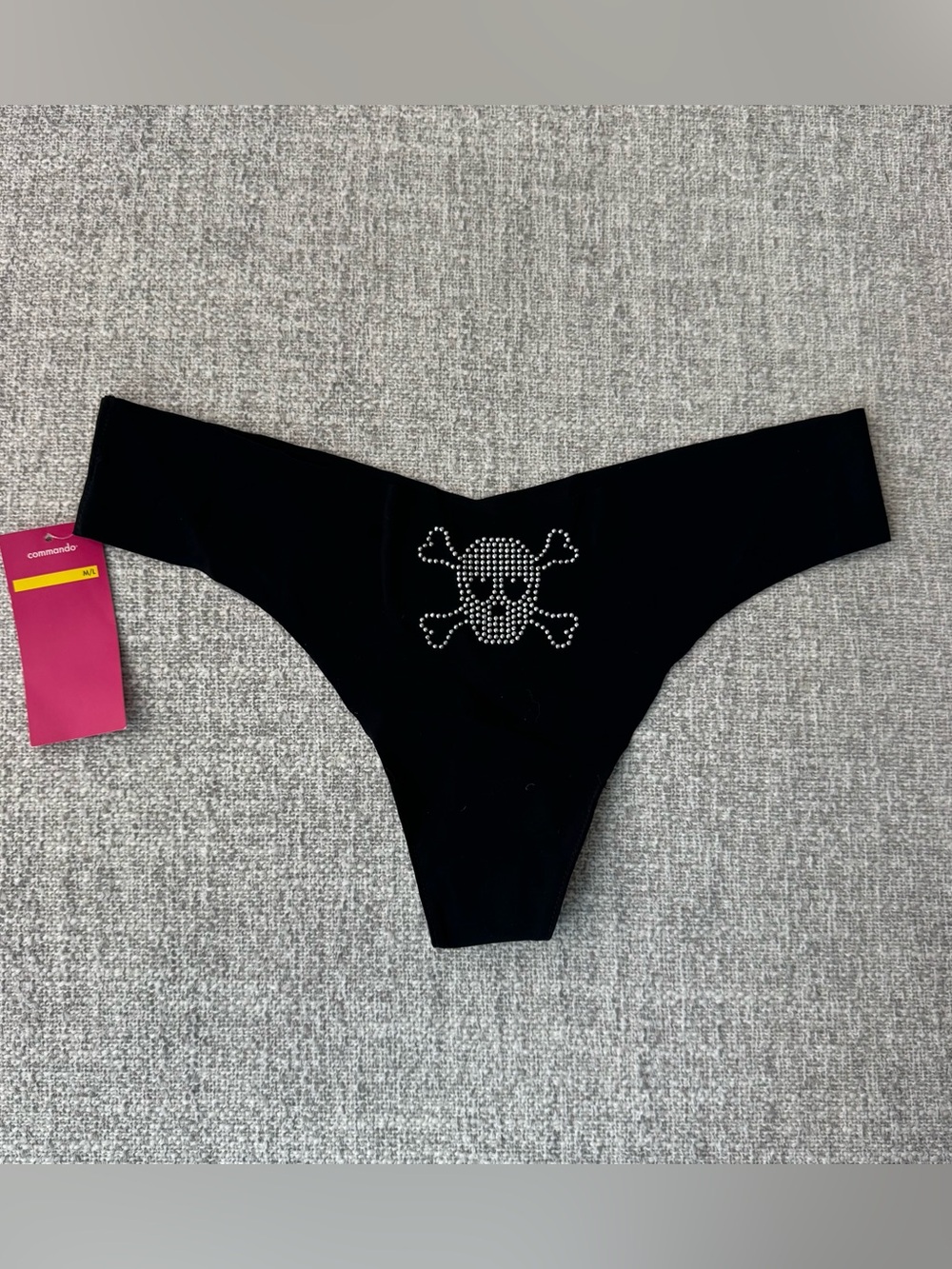 NWT Commando Thong with Bedazzled Skull Size M/L